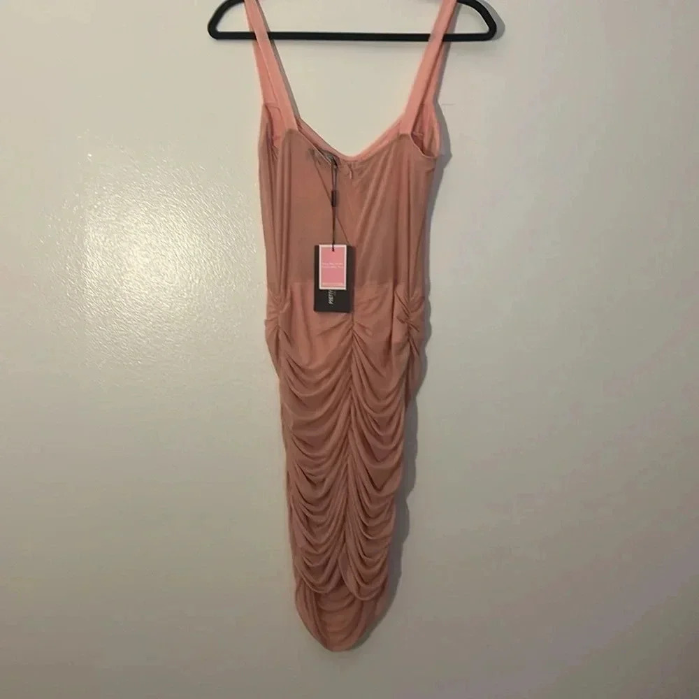 Pretty Little Thing | NEW Dusty pink Binding Bodycon dress Sheer Sexy size 8 US - Picture 5 of 10
